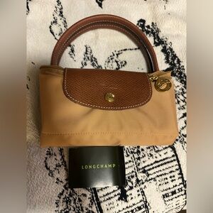 Longchamp Beige and Brown Tote with Gold Accents